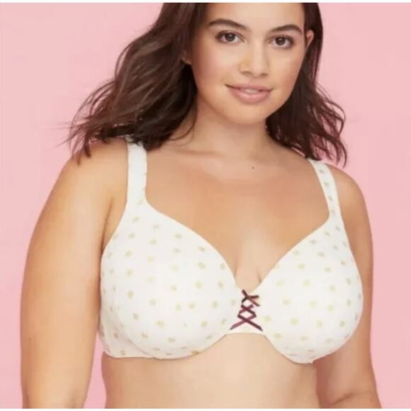 Cacique White Full Coverage Lightly Lined Snowflake Bra 42DDD - Picture 1 of 5